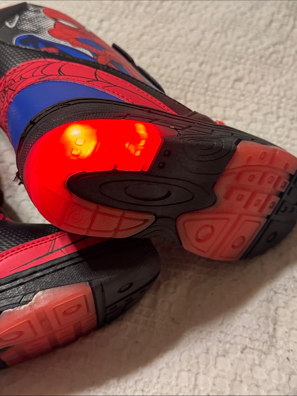 Spiderman Kids Light Up Black, Red and Blue Hook-and-Loop Character Boots - Picture 6 of 8